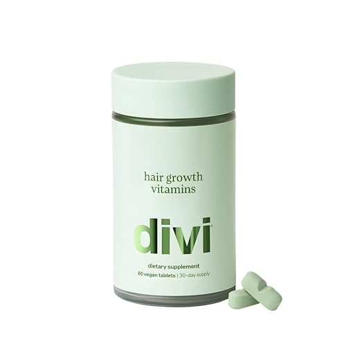 Divi Hair Growth Vitamins for Women and Men - Made with Clean, Vegan, and Science-Backed Ingredients - Promotes Hair Growth, Reduces Shedding, Boosts Thickness and Fullness - 30 Day Supply, 60 Count