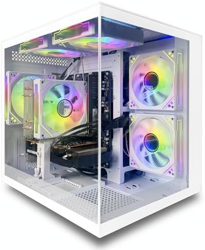 suevery Prebuilt Gaming PC,16G RAM, AMD Ryzen5 6Cores 3.6G Up to 4.1G, 512G SSD Wi-Fi 6 White Desktop Computer (White, Ryzen5-16G-512G-6500XT 4G)