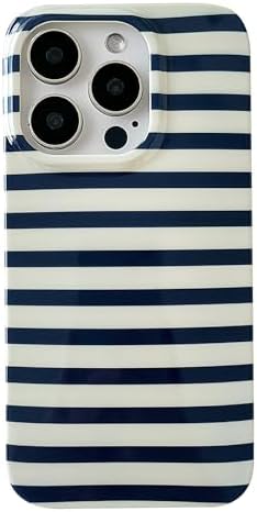 ZTOFERA for iPhone 13/14 Case with Geometric Horizontal Stripes,Cute Fashion Simple Line Pattern for Women Men,Soft TPU Slim Glossy Shockproof Case Cover(Navy Blue)