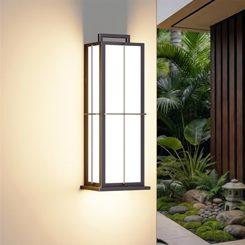 LED Outdoor Wall Lights, 16" Modern Dimmable Outdoor Light Fixture, 3000K Exterior Wall-Mounted Sconce for House, IP65 Waterproof Exterior Lights for Patio, Front Porch, Garage & Entryway