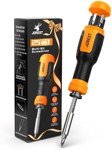 JOREST 25 in 1 Multibit Screwdriver Set, Magnetic Multitool Screwdriver Tool All in One, Screwdriver with Torx, Flat Head, Phillips, Hex, Square, Portable Tool Kit for Daily Repairs
