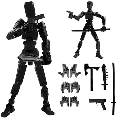 DANONI Assembly Completed Upgrade Titan-13 Action Figure, 3D Printed Action Figure Set, Dummy Robot 13, Multi-Articular Action Figures for Desktop Decorations (Black-Assembly Completed)