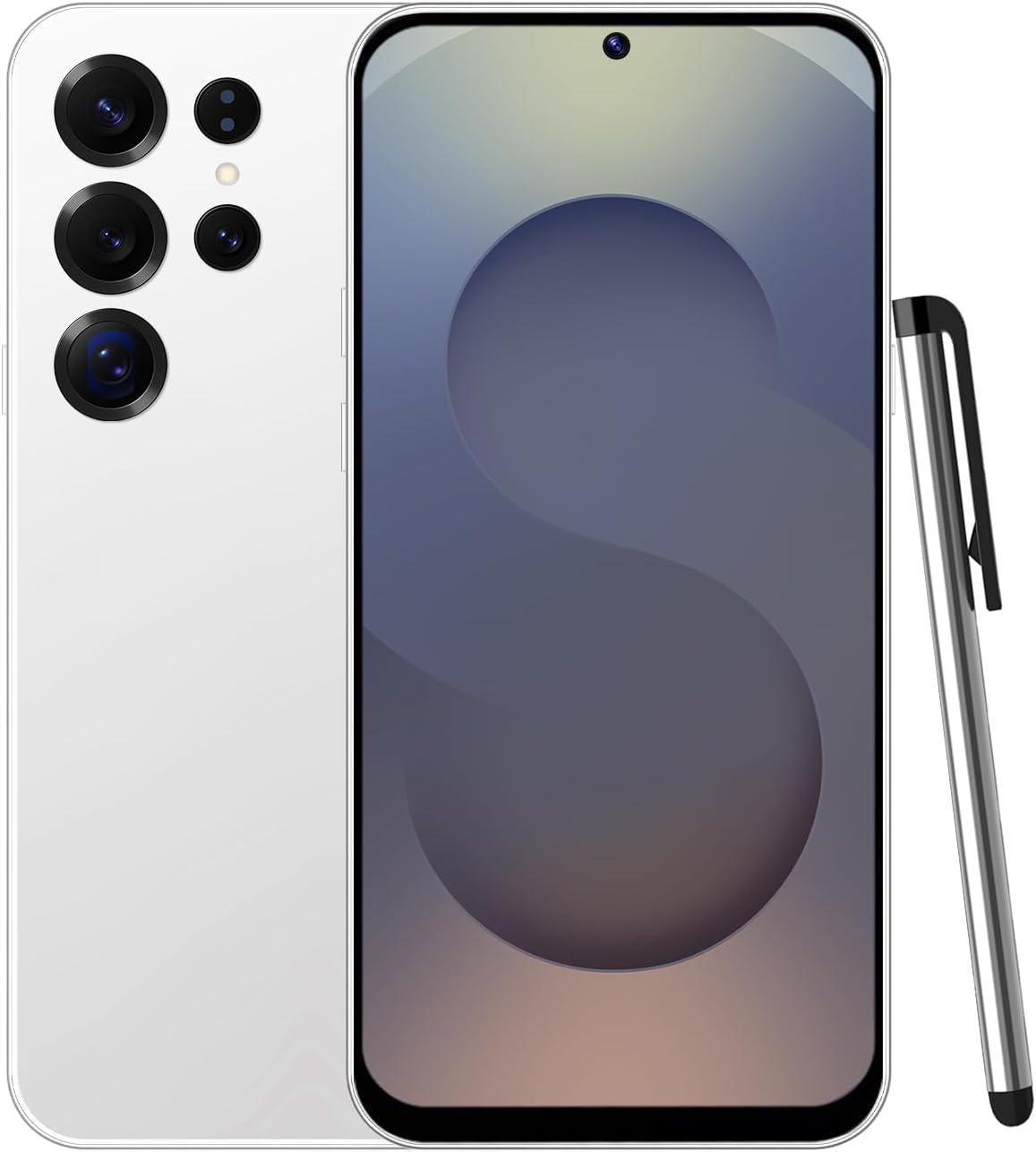 CostMvp S25Ultra Unlocked Smartphone, Android 12.0 Mobile Phones 6.6'' HD+ Screen, 4GB RAM 32GB ROM\/256GB SD, 4G Dual SIM Dual Camera, Face ID+WiFi+BT+FM+GPS+OTG (White)