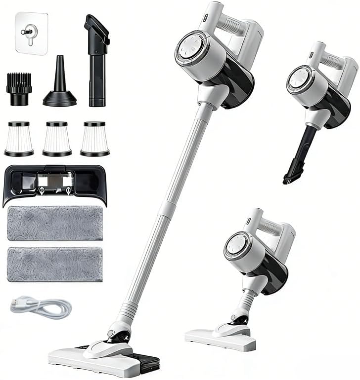 Cordless Vacuum Cleaner, 300W Strong Suction Lightweight Rechargeable Vacuum with HEPA Filter, 40min Runtime Wireless Vacuum for Home, Hard Floor, Carpet