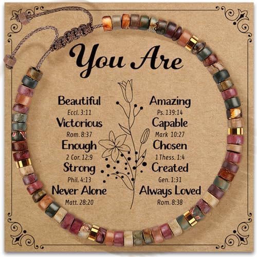 Inspirational Gifts Bracelets for Women: Mothers Day Birthday Gifts for Mom Women Friends Sister - Healing Natural Stone Beads Bracelets Thinking of you Get Well Soon Gift for Women