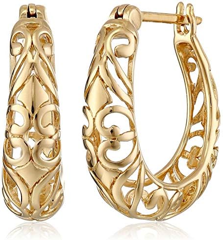 Amazon Collection Open Filigree Swirl Hoop Earrings in Sterling Silver