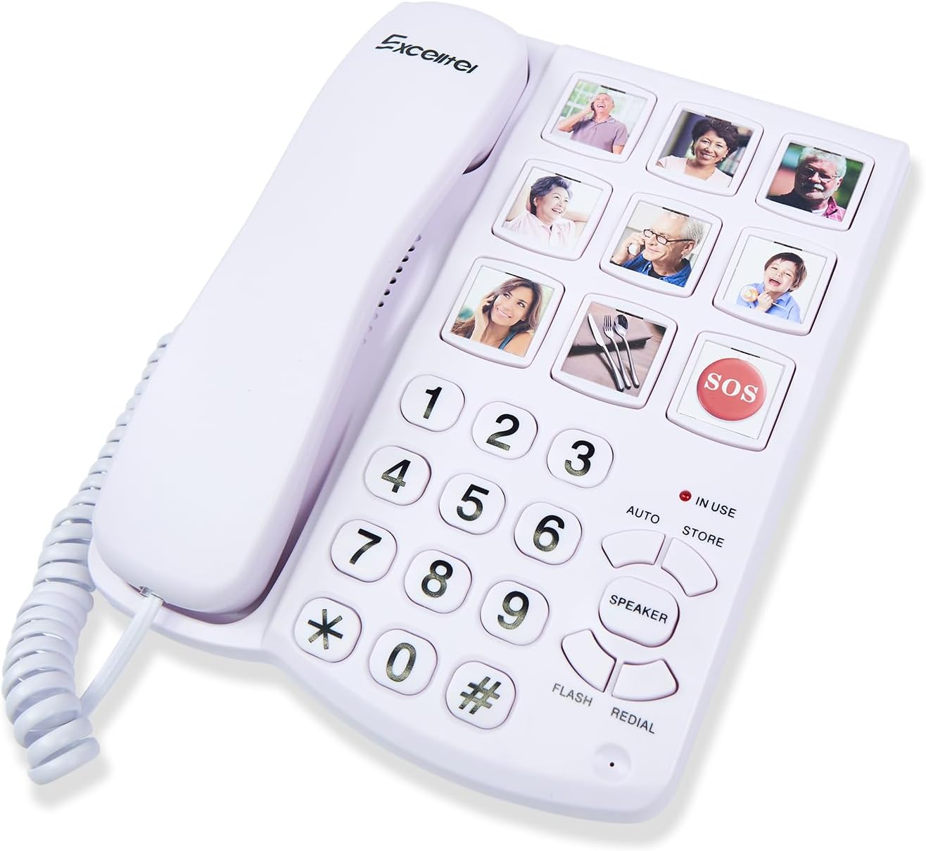 Excelltel Big Button Phone for Seniors, Corded Landline Telephone with Handsfree Function and 9 Groups of Memory, One-Touch Dialling,Suitable People with Vision Disorders\/Hearing Damage (EX-LD-858HF)