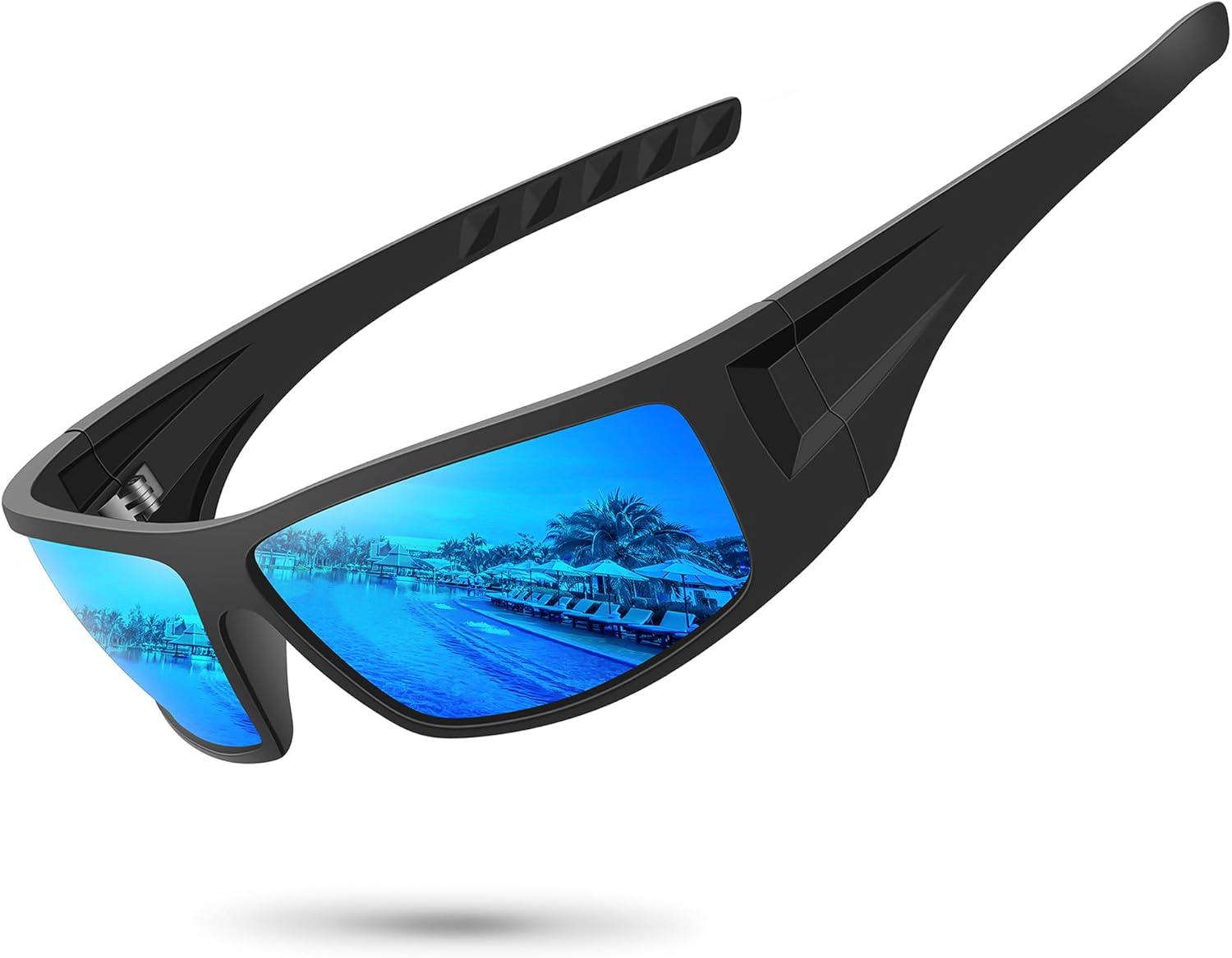 Ofwin Polarized Sports Sunglasses for Men Women Unbreakable Frame Cycling Fishing Wrap Around Sunglasses UV400 Protection