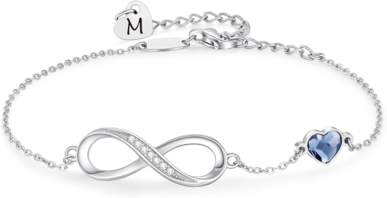 CDE Initial Heart Infinity Bracelets for Women Adjustable Dainty Letter Alphabet Charm Jewelry Birthday Gifts for Women Her Girlfriend Mom Wife