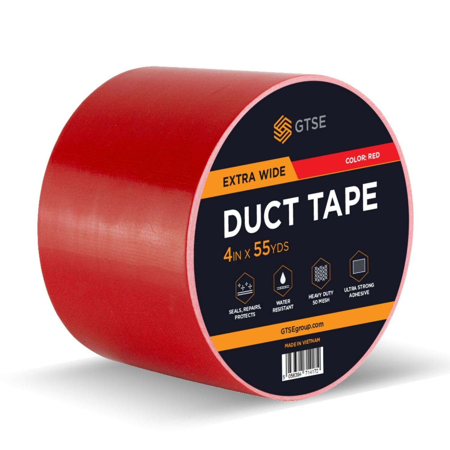 GTSE Wide Duct Tape, Red, 4 Inches x 55 Yards (164 ft), Heavy Duty, Waterproof Repair Tape for Indoor or Outdoor Use, 1 Roll