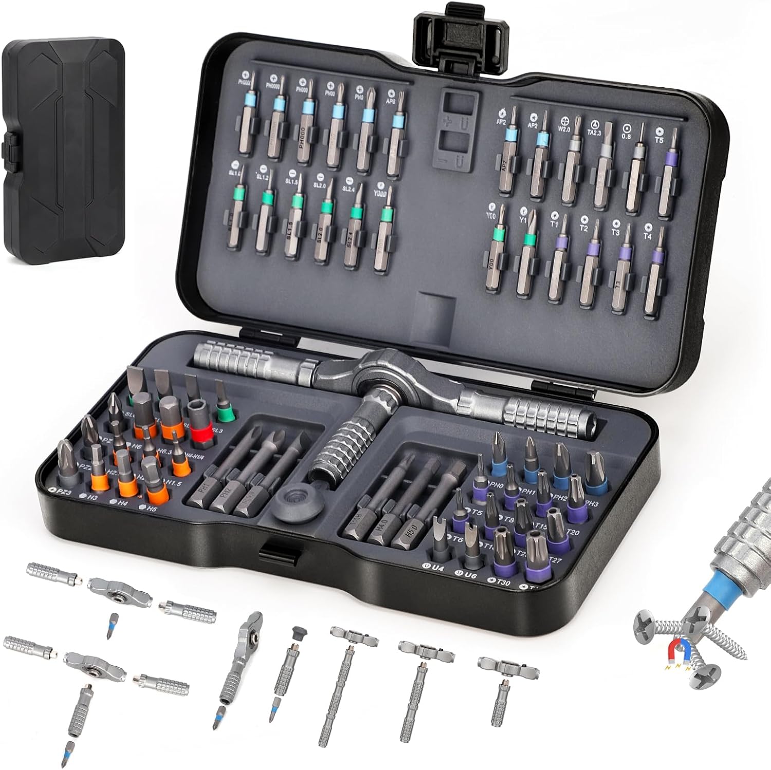 Screwdriver Set 66 in 1, Magnetic Screwdriver Set with 3-in-1 Handle &amp; Built-in Magnetizer, Ratchet Screwdriver with Portable Storage Box for Computer, Bicycle, Furniture, Watch &amp; DIY Projects