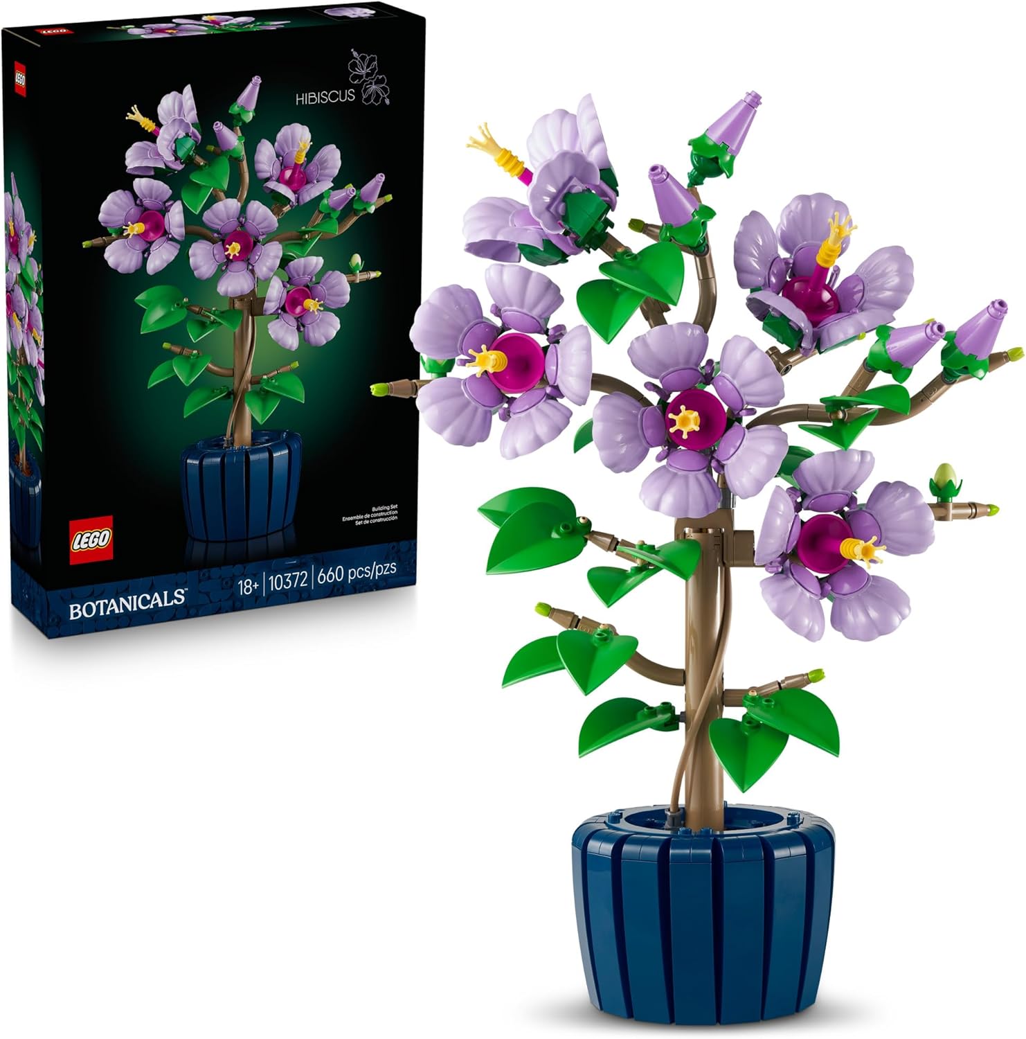 LEGO Botanicals Hibiscus Flower Building Set - Artificial Plant &amp; Flower Building Blocks for Women &amp; Men, Ages 18+ - Home, Office Decor Gift Idea - 10372
