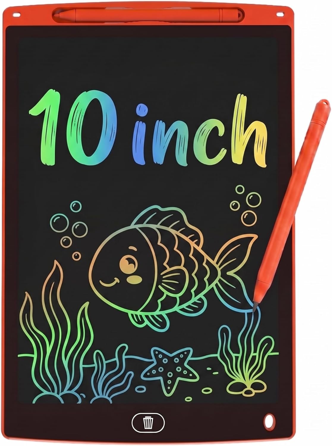 10 Inch LCD Writing Tablet for Kids, Colorful Screen Doodle Board Drawing Pad, Toddler Travel Essential Toys for Airplane &amp; Car, Mess-Free Educational Gift for Boys Girls 3 4 5 6 7 8 Year Old(Red)