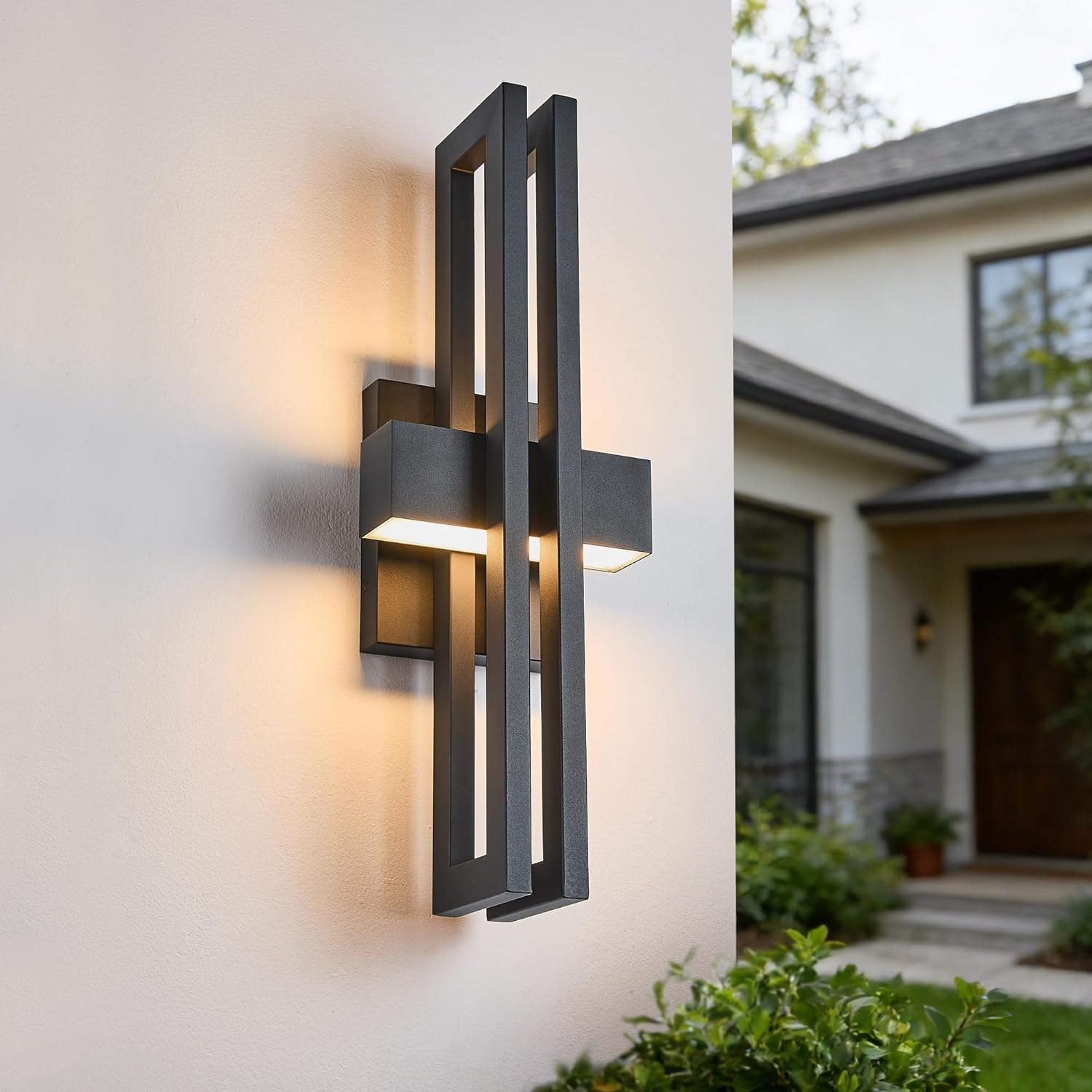 Caringlight 23Inch Large Modern Minimalist Outdoor Wall Light, IP65 Waterproof, 3000K Warm White, 2x15W Integrated LED, Textured Black Finish for Garden, Garage, Patio &amp; Indoor Use