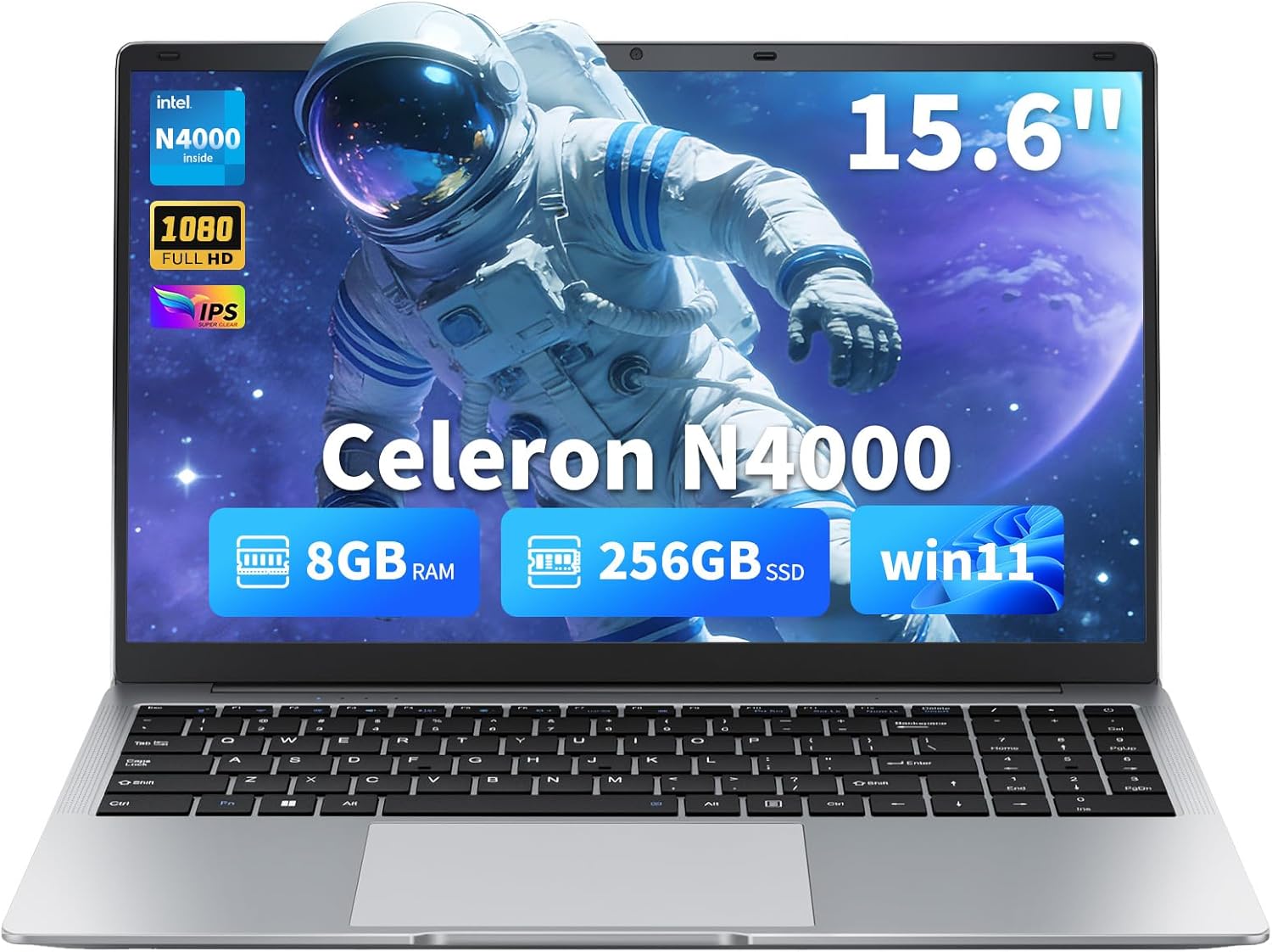 EKY 15.6" Laptop Computer, 180° Lay-Flat Hinge, Celeron N4000, 8GB RAM 256GB SSD, Full HD Display, Win 11 Pro, Office Set, 2.4\/5G WiFi, BT 5.0, HDMI &amp; USB 3.0\u2013 Laptop for Students &amp; 