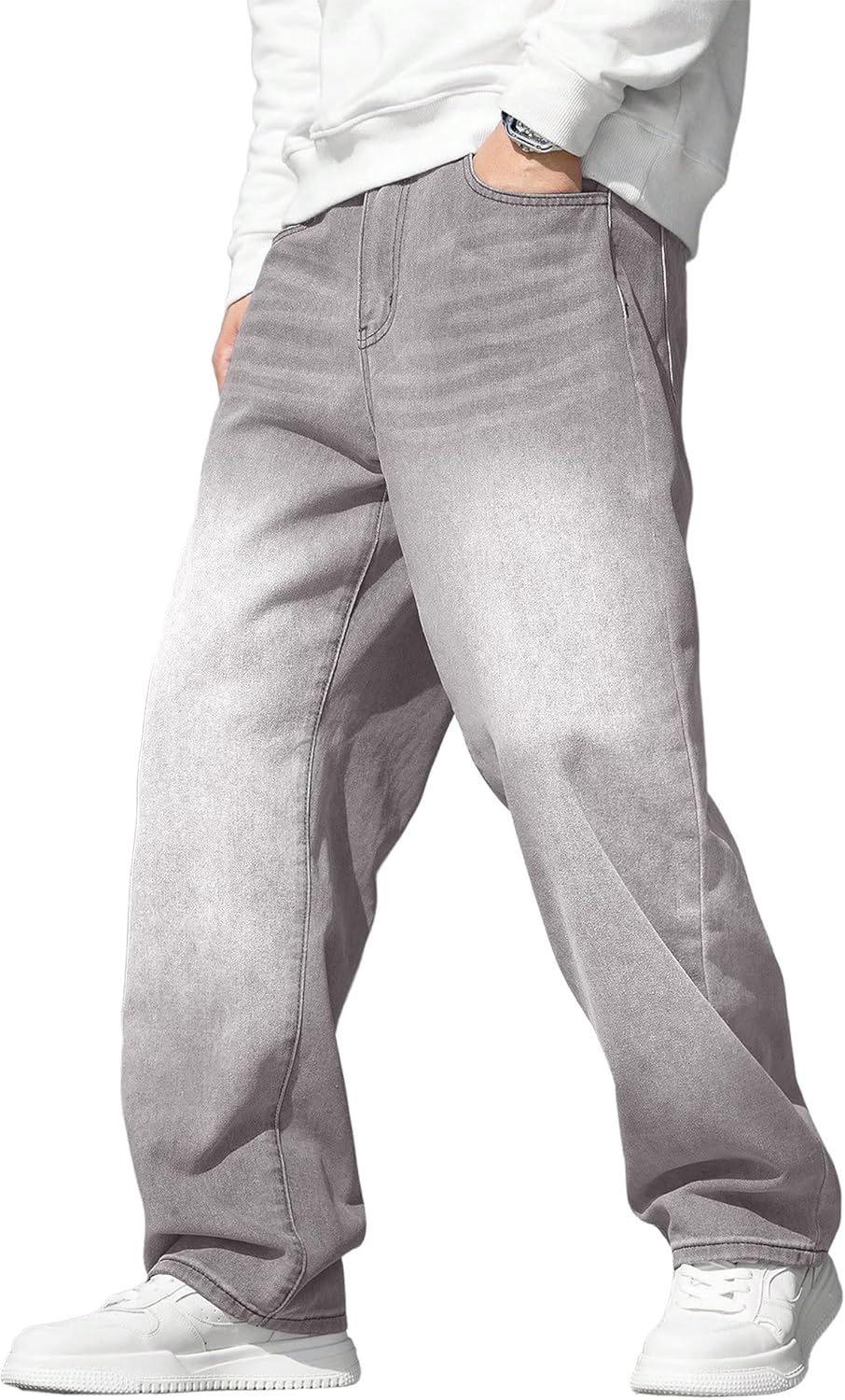 JMIERR Men's Baggy Jeans Wide Leg Skater Hip Hop Denim Pants Loose Fit Streetwear