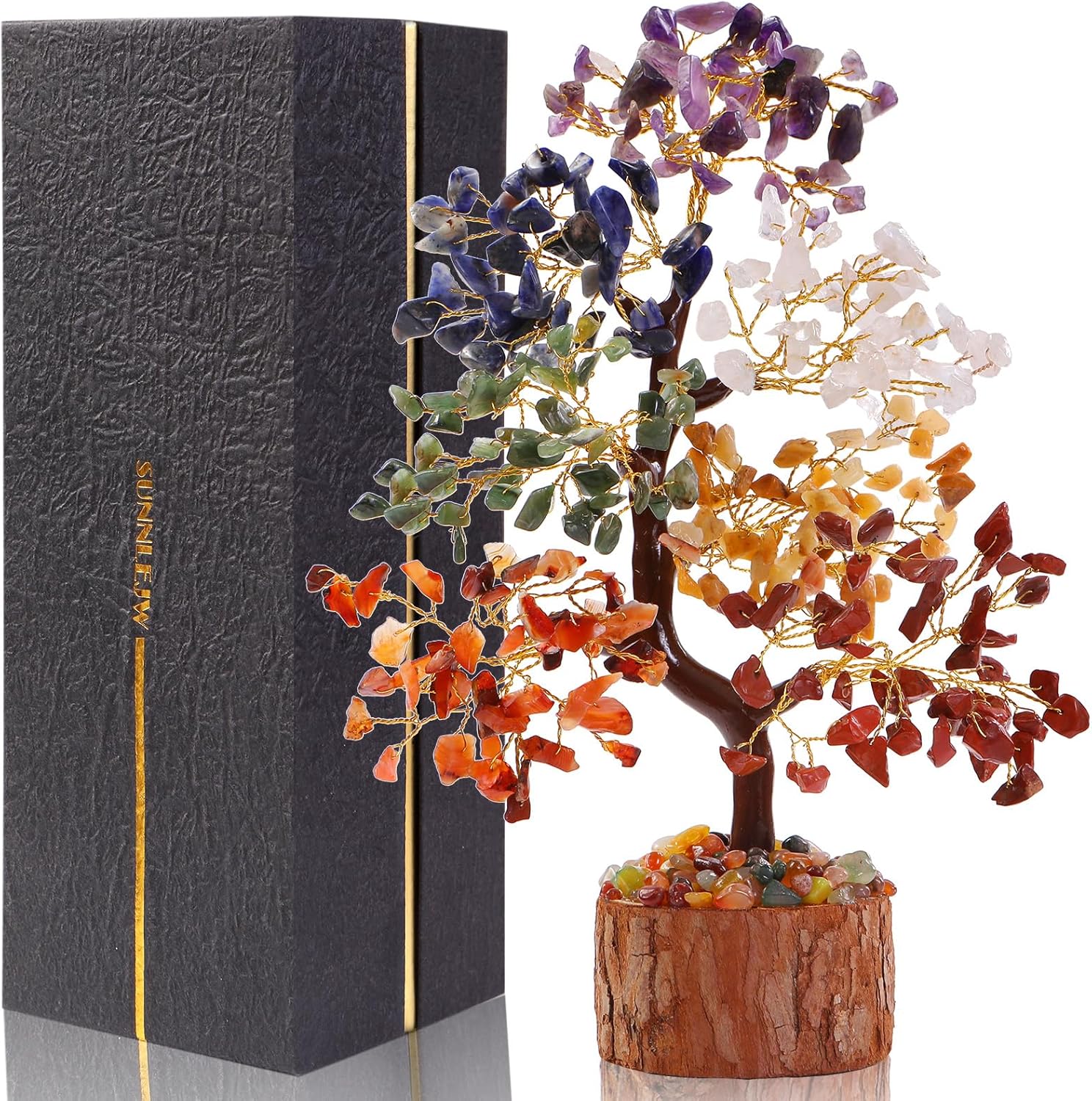 7 Chakra Crystal Tree of Life,Birthday Gifts for Women, Healing Crystal and Stones for Positive Energy,Gifts for Sister and Mom,House Warming Gift,Money Feng Shui Tree Decoration