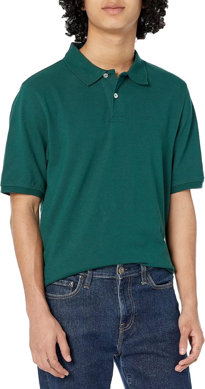 Amazon Essentials Men's Regular-Fit Short Sleeve Cotton Pique Polo Shirt (Available in Big &amp; Tall)