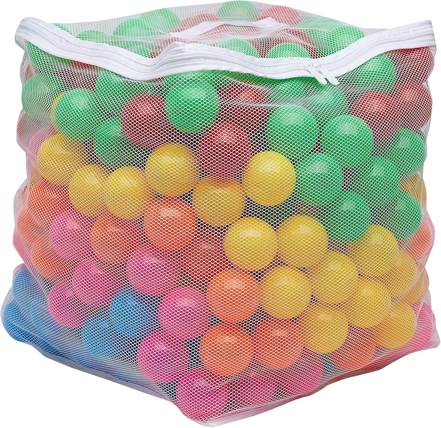 Amazon Basics BPA Free Ball Pit Balls with Storage Bag, Crush-Proof Plastic for Toddlers Kids 12+ Months Play, Phthalate Free, 6 Bright Colors, Pack of 400